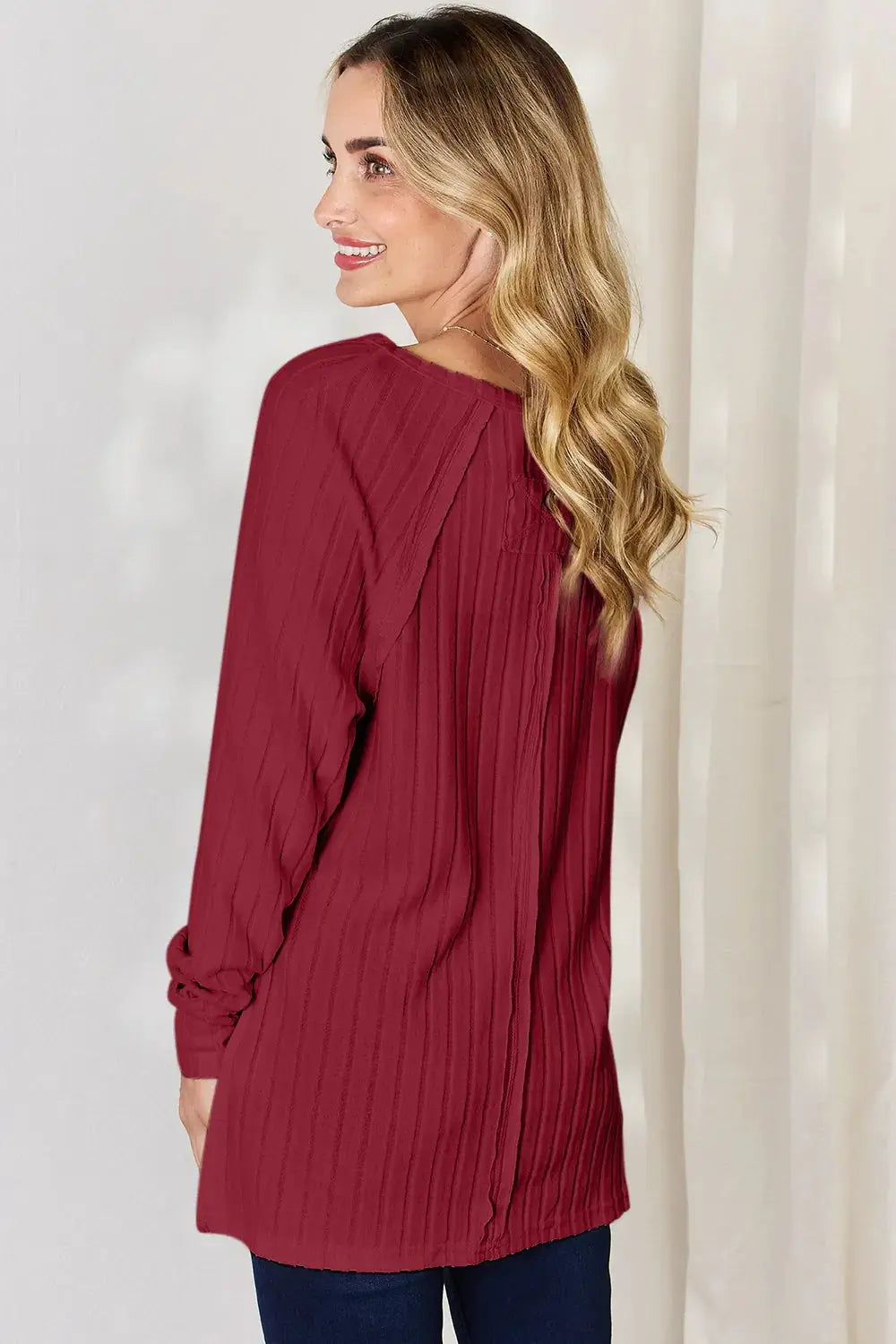 Basic Bae Full Size Ribbed Round Neck Slit T-Shirt - Love Salve